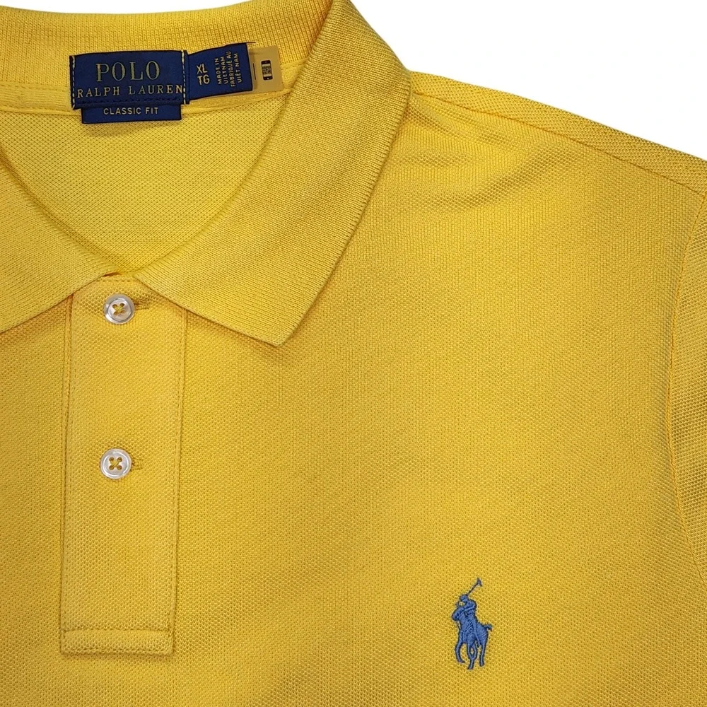 Polo Ralph Lauren Mens Classic Fit Short Sleeve Polo Shirt Yellow Small‎ S